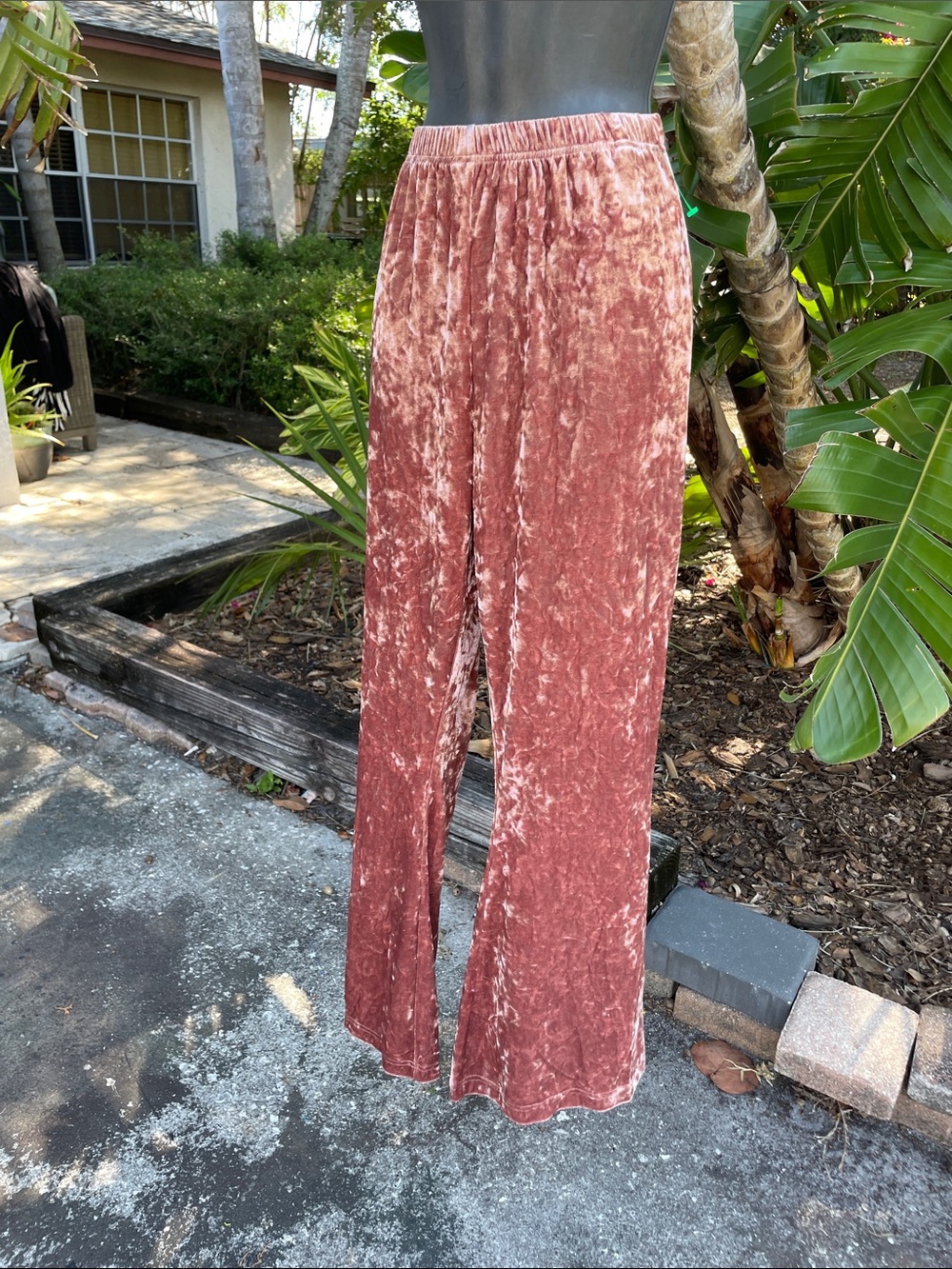 Davy and Danny pink crushed velvet bellbottoms